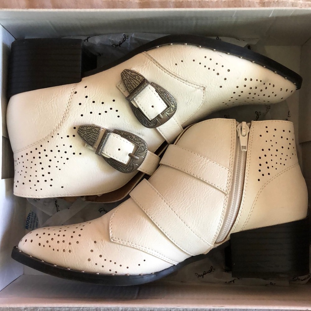 White Studded Western Bootie